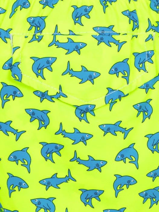 MC2 Saint Barth Lightweight Fabric Swim Shorts Lighting with Shark Print | Yellow