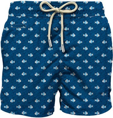 MC2 Saint Barth Lightweight Fabric Swim Shorts Lighting Rough Sea | Navy