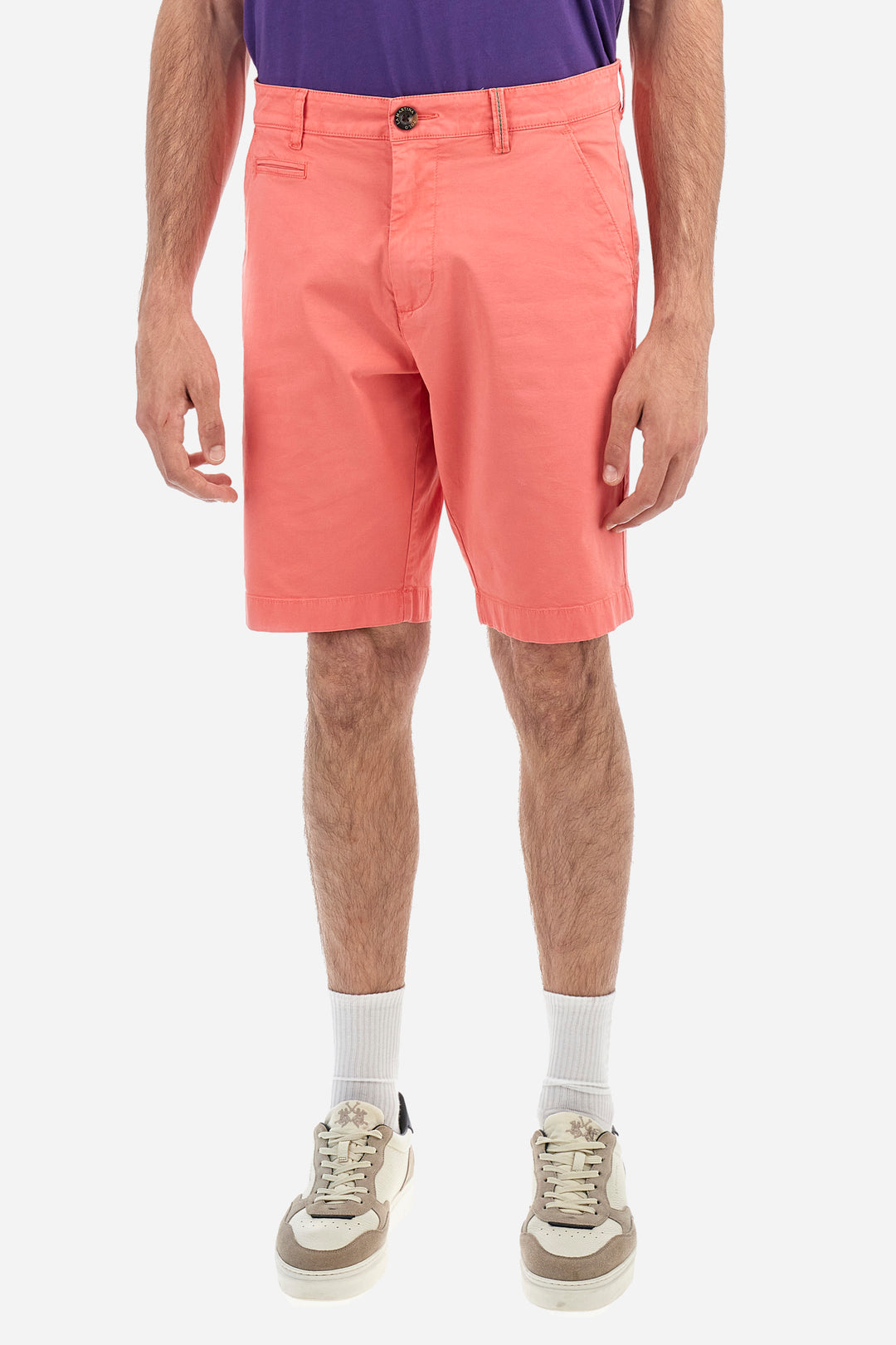 La Martina Regular Fit Cotton Twill Bermuda Shorts – Vardan | Coral