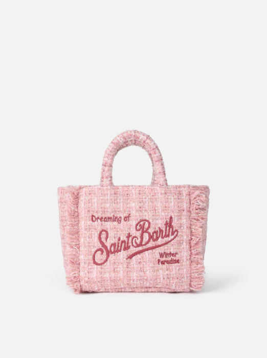 MC2 Saint Barth Mini Vanity Wooly Handbag with Tweed Pattern | Pink