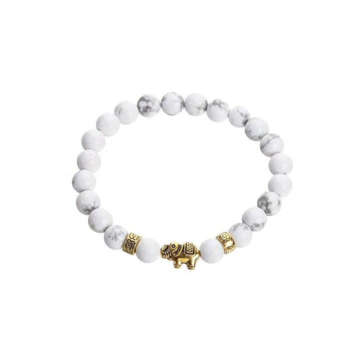 Never Needy Volcano Stone Elephant Bracelet | White