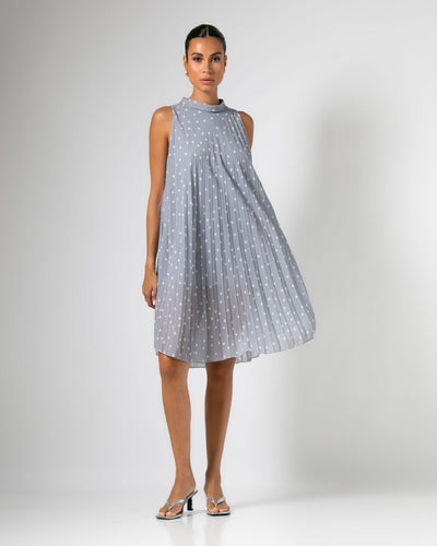 Never Needy Sleeveless Midi Dress | Grey/White