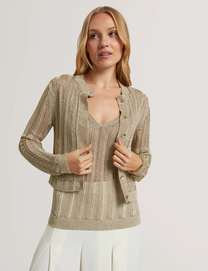 Ted Baker Hellenn Ribbed Cardigan | Gold