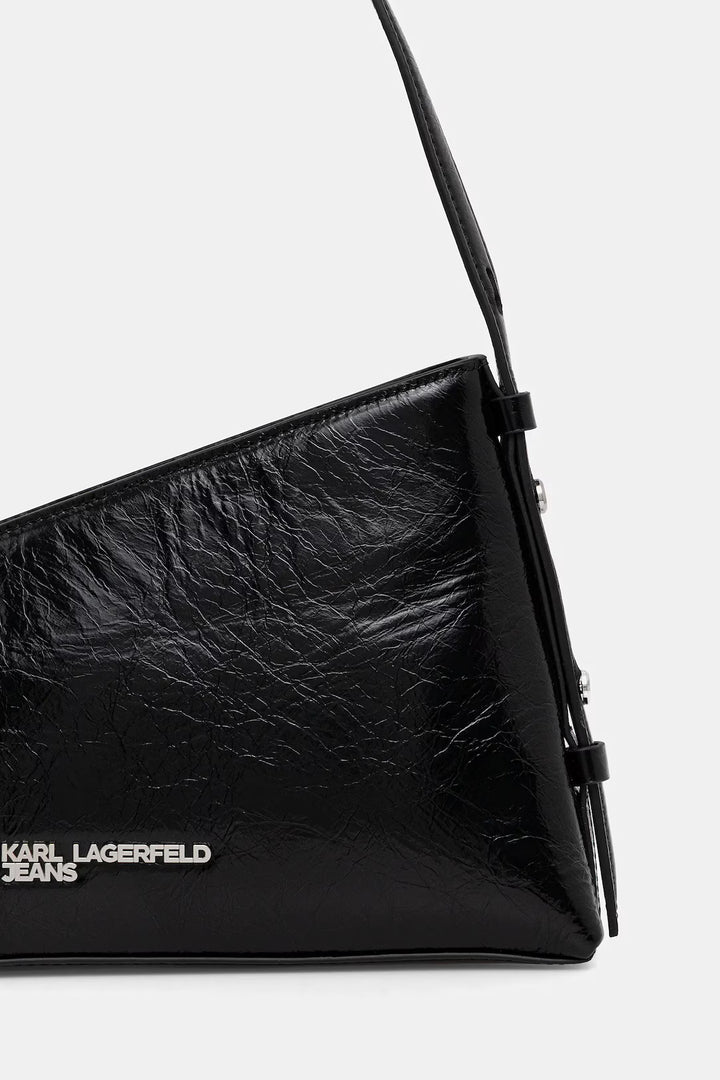 Karl Lagerfeld Leather Shiny Shoulder Bag | Black