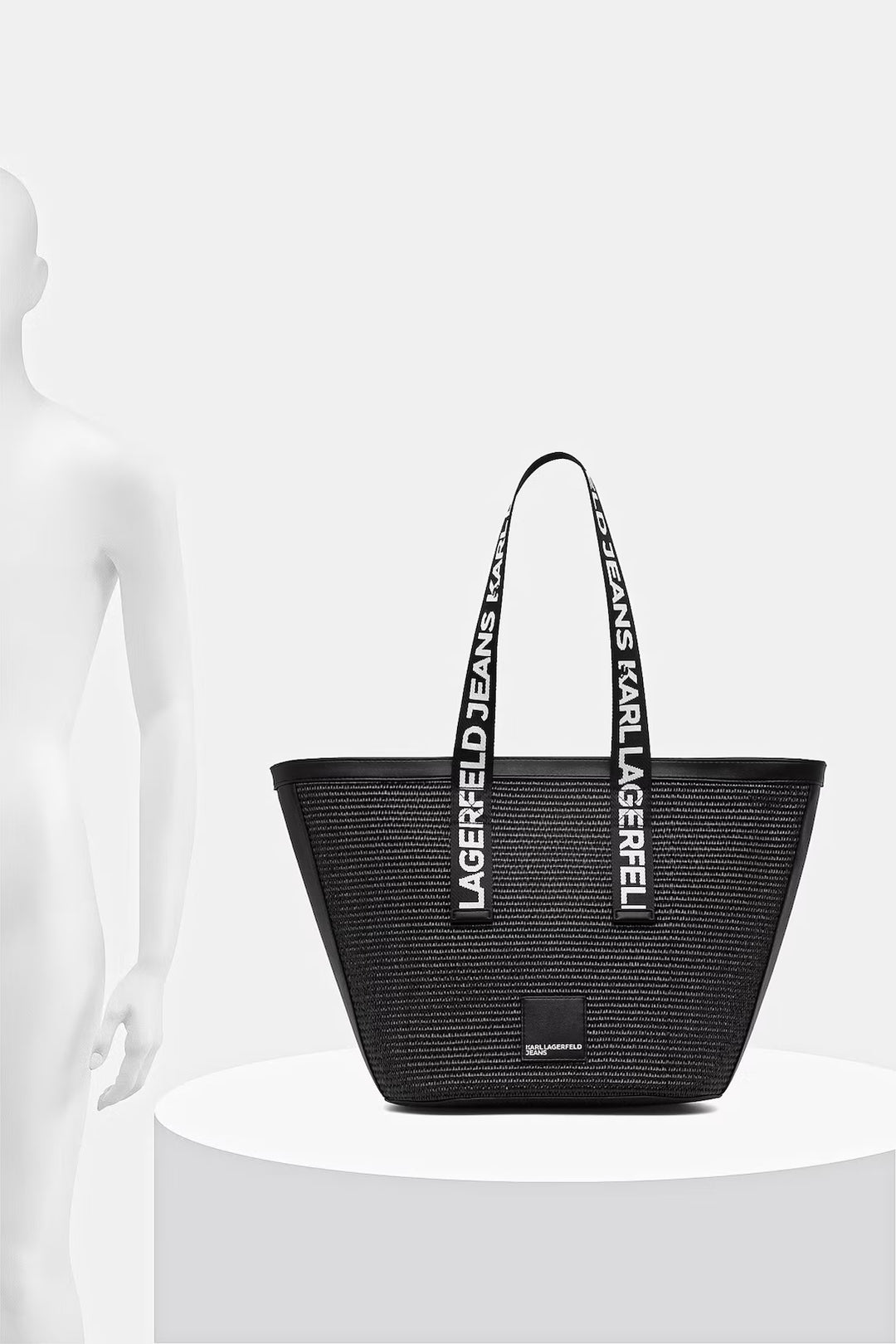 Karl Lagerfeld Box Logo Raffia Shopper Bag | Black