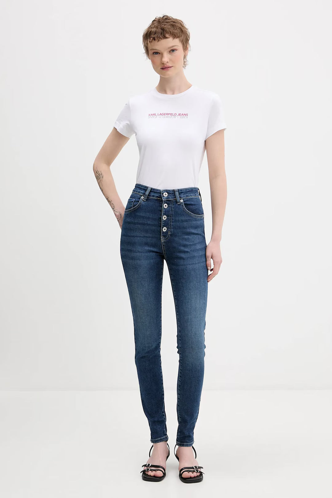 Karl Lagerfeld Slim Fit Reflection Women's T-shirt | White