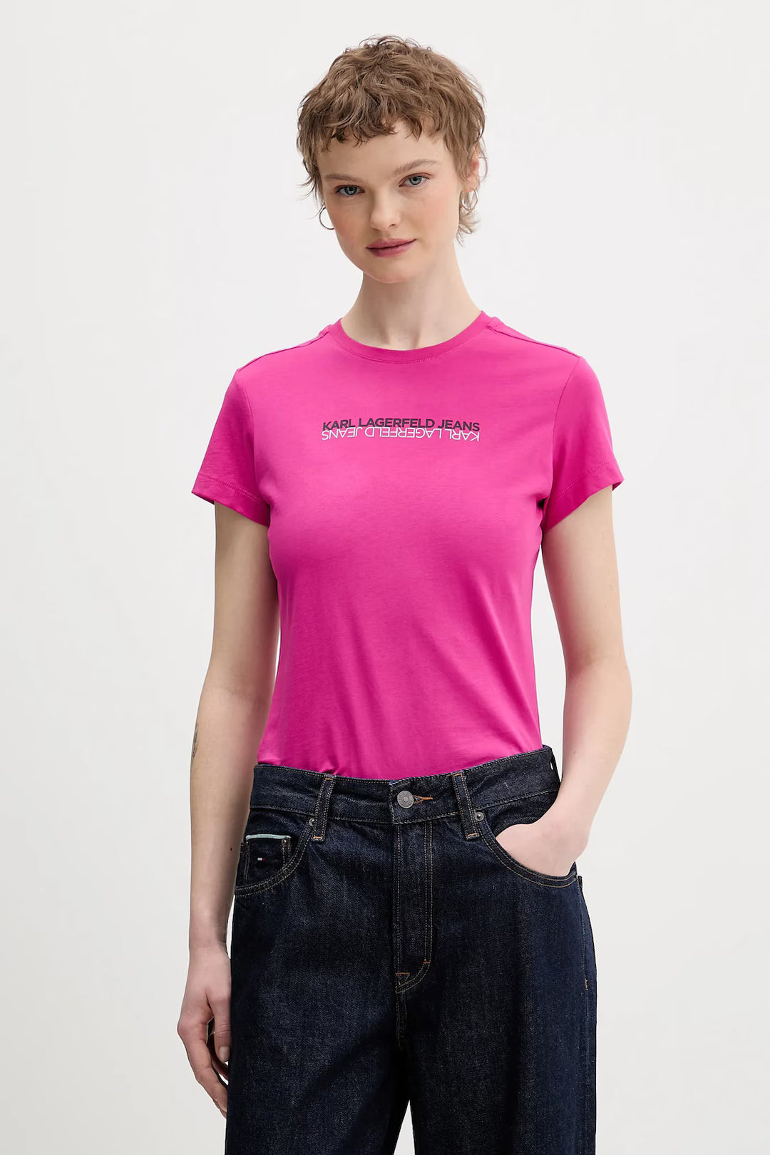 Karl Lagerfeld Slim Fit Reflection Women's T-shirt | Very Berry
