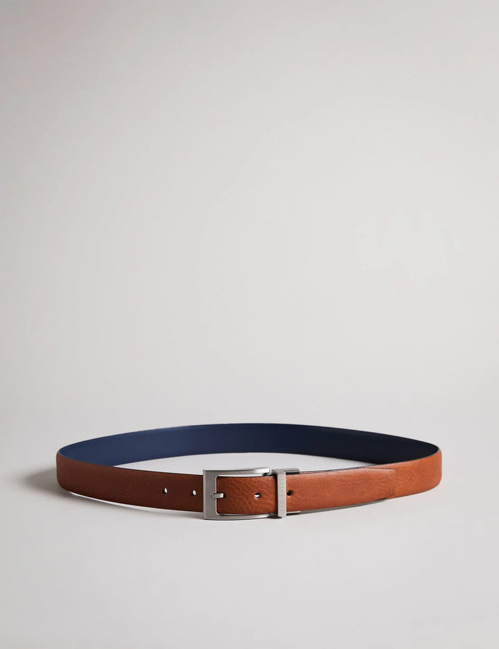 Ted Baker Karmer Reversible Polished Leather Belt | Tan/Blue