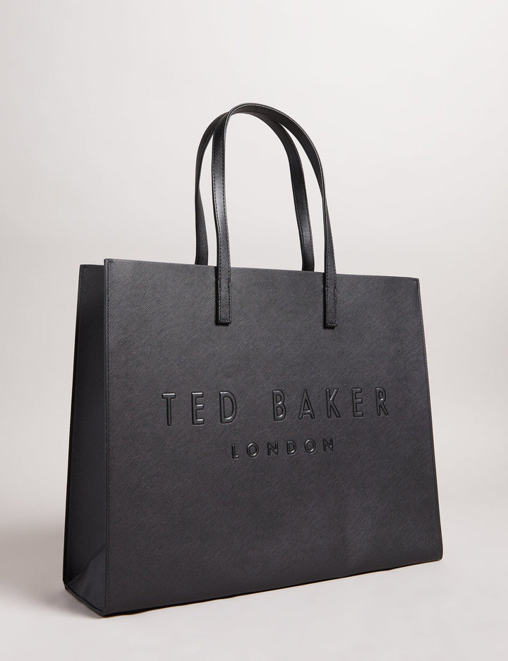 Ted Baker Sukicon Wide Textured Faux Leather Icon Tote Bag | Black