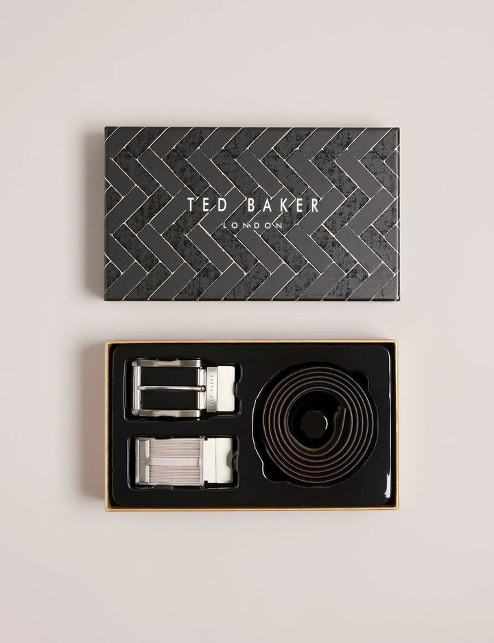 Ted Baker Newby 2-in-1 Reversible Leather Belt Gift Set | Black/Brown