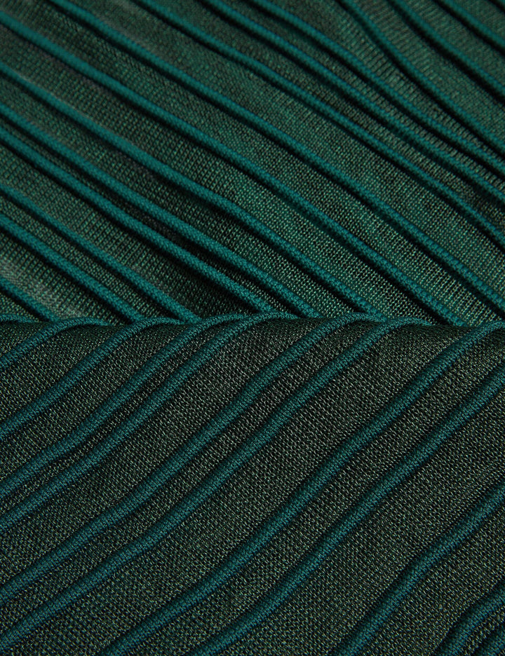 Ted Baker Nellay Sheer Textured Stripe Barrel Sleeve Jumper | Dark Green