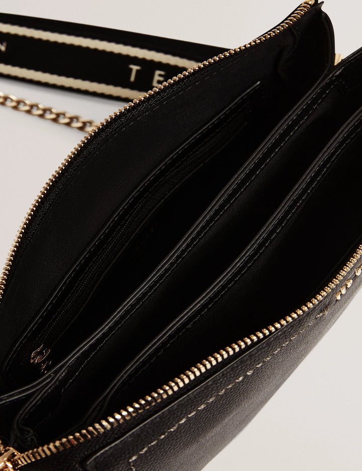 Ted Baker Webbing Strap Leather Crossbody Bag | Black