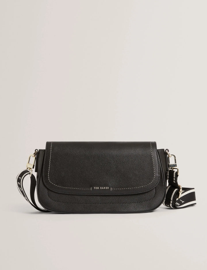 Ted Baker Webbing Leather Baguette Crossbody Bag | Black
