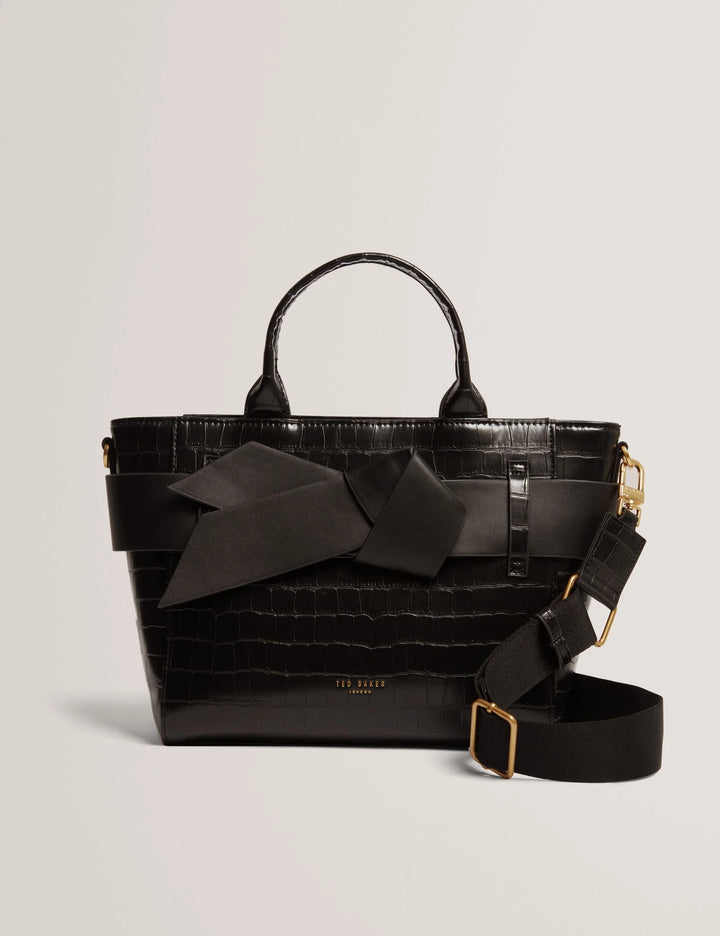 Ted Baker Jjosia Croc Bow Detail Crossbody Tote Bag | Black