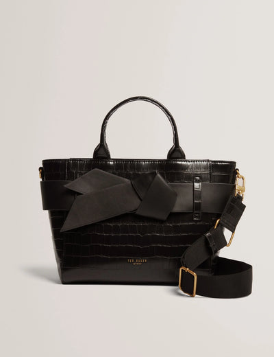 Ted Baker Jjosia Croc Bow Detail Crossbody Tote Bag | Black