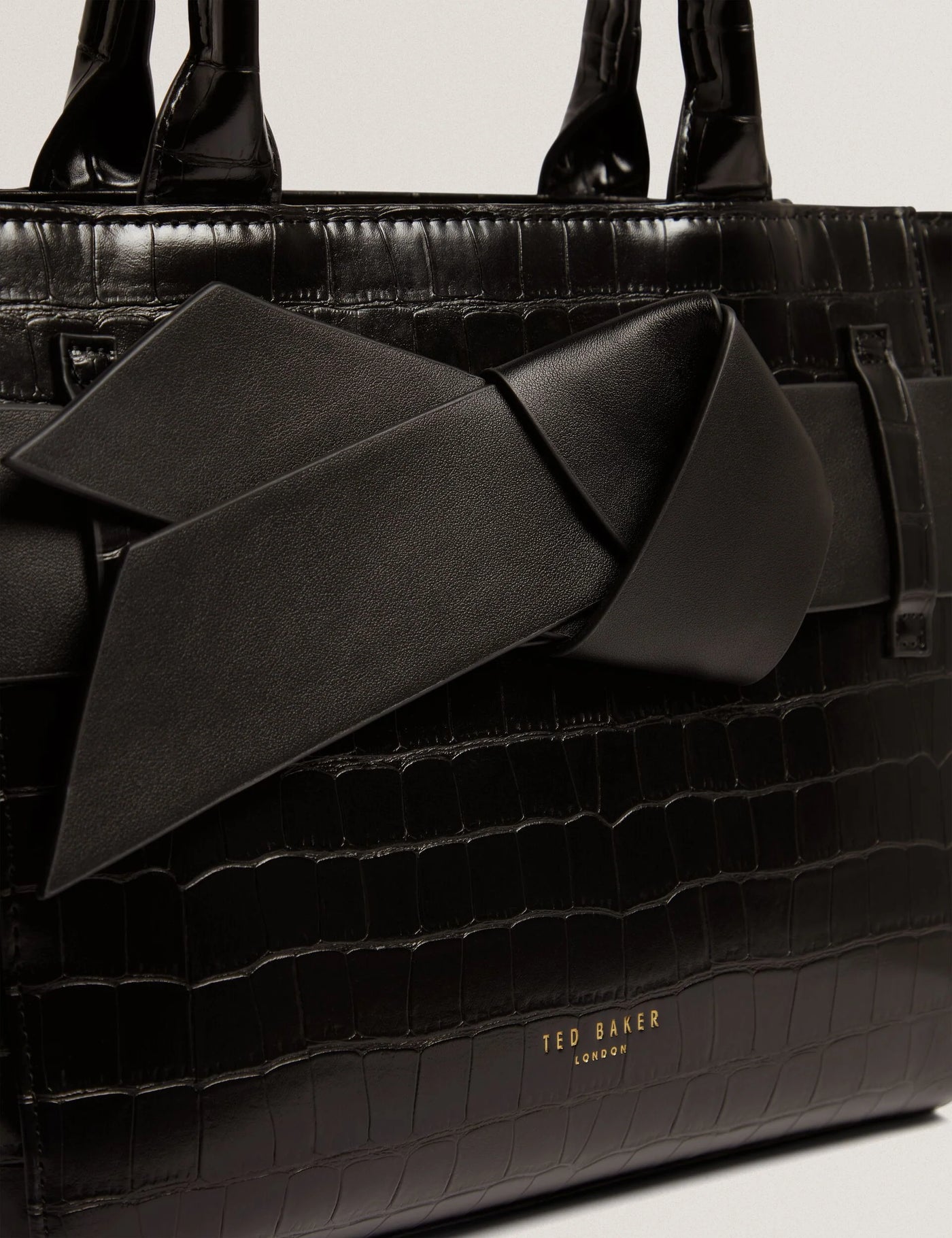 Ted Baker Jjosia Croc Bow Detail Crossbody Tote Bag | Black