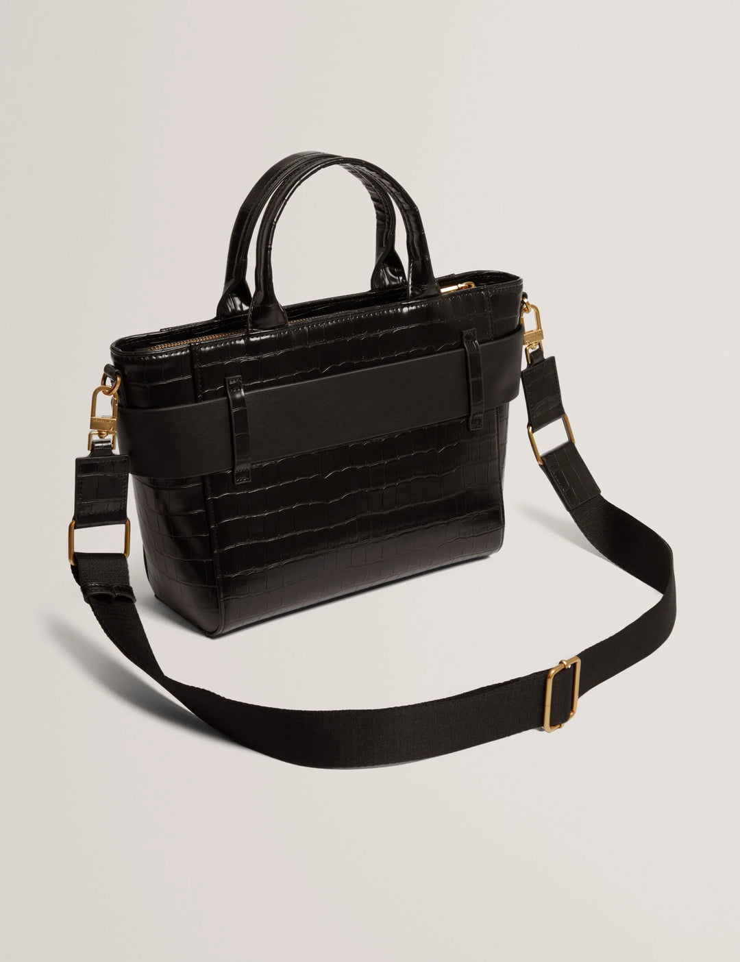 Ted Baker Jjosia Croc Bow Detail Crossbody Tote Bag | Black