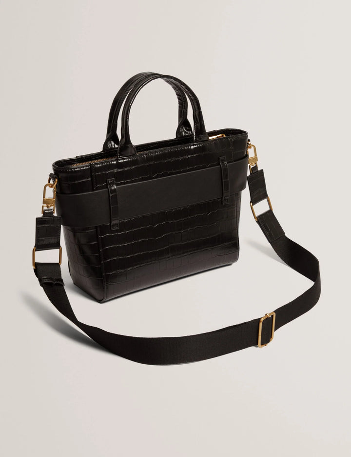 Ted Baker Jjosia Croc Bow Detail Crossbody Tote Bag | Black