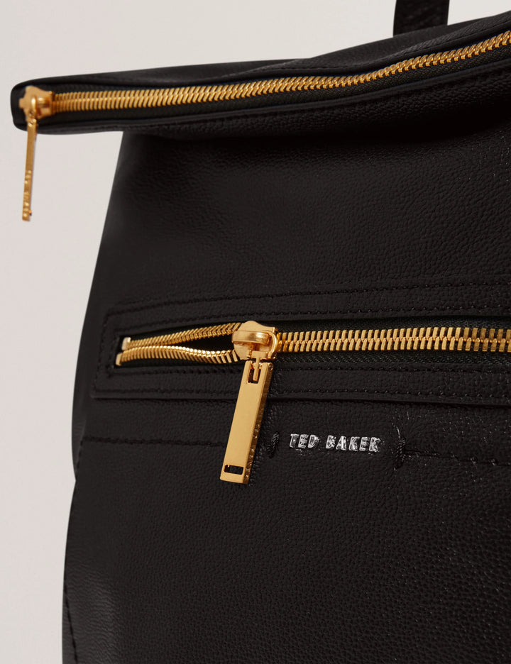 Ted Baker Branding Webbing Large Leather Backpack | Black