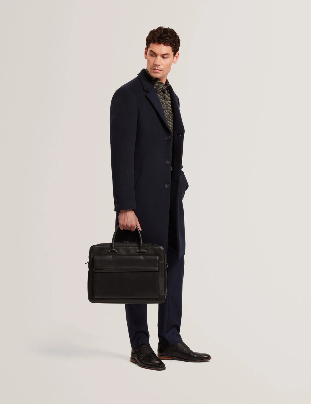 Ted Baker Alerton Slim Fit Wool Rich City Overcoat | Navy