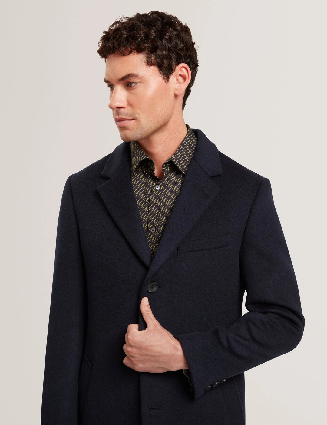 Ted Baker Alerton Slim Fit Wool Rich City Overcoat | Navy