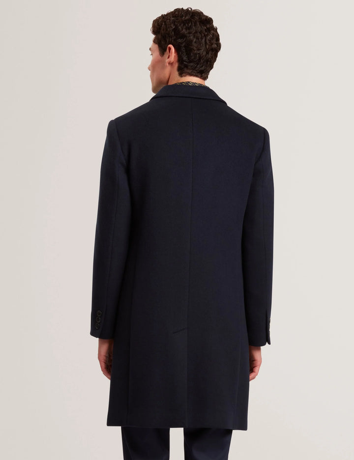 Ted Baker Alerton Slim Fit Wool Rich City Overcoat | Navy