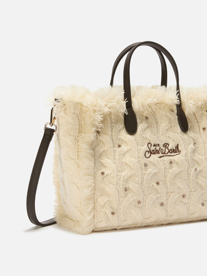 MC2 Saint Barth Colette Wool Braid Strass Bag | Ecru