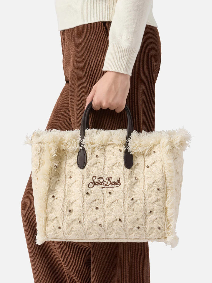 MC2 Saint Barth Colette Wool Braid Strass Bag | Ecru