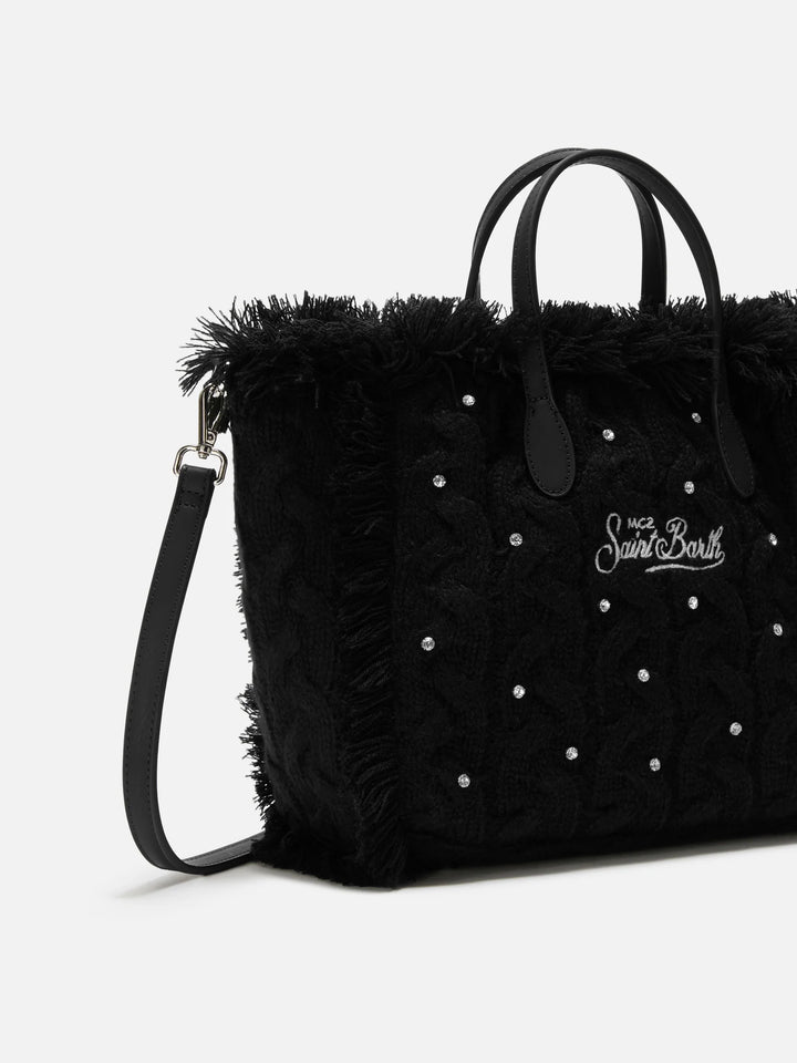 MC2 Saint Barth Colette Wool Braid Strass Bag | Black