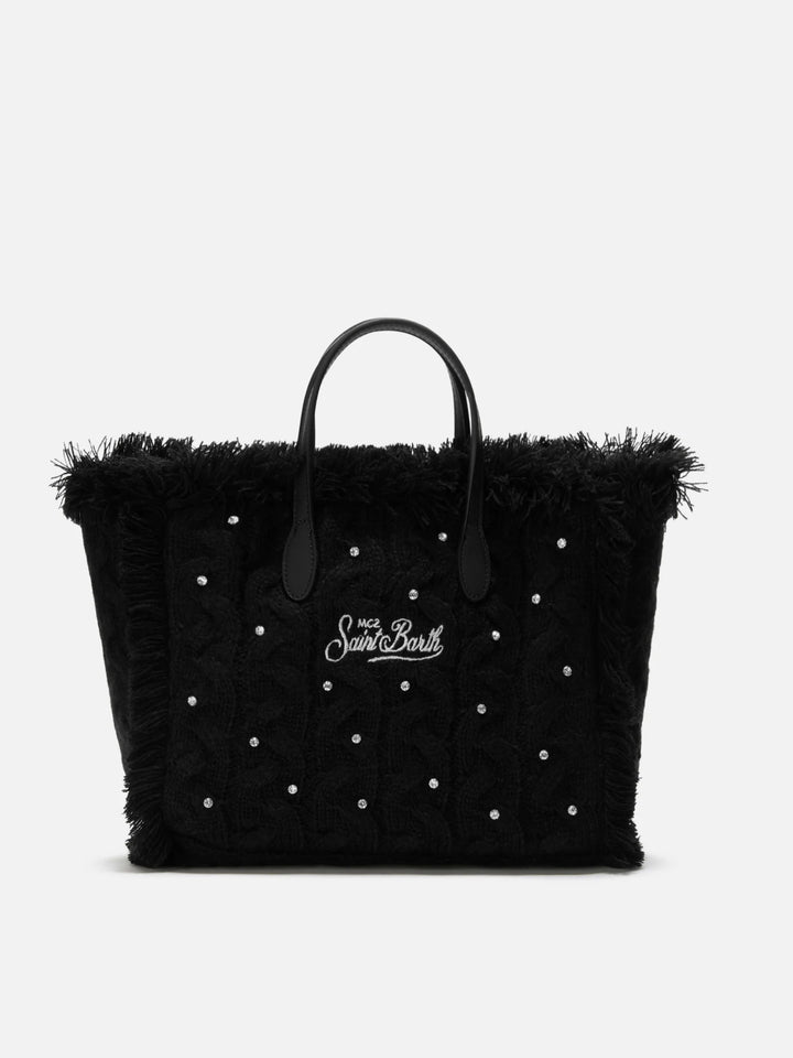 MC2 Saint Barth Colette Wool Braid Strass Bag | Black