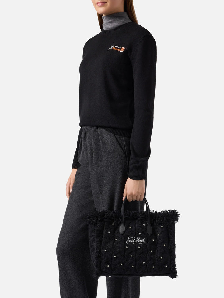 MC2 Saint Barth Colette Wool Braid Strass Bag | Black