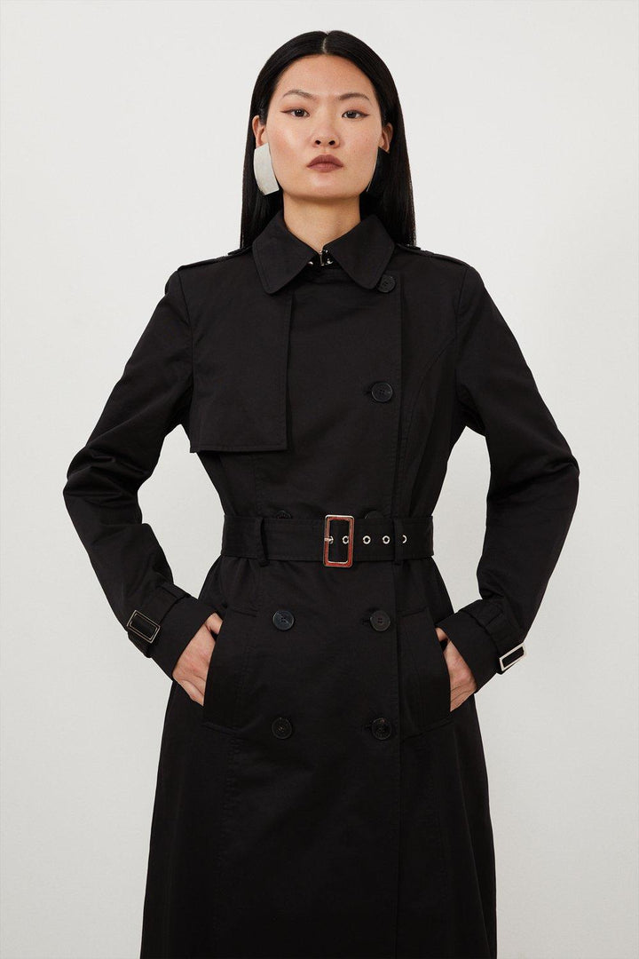 Karen Millen Tailored Classic Belted Trench Coat | Black