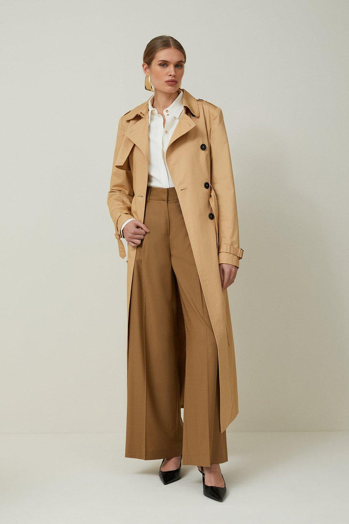Karen Millen Tailored Classic Belted Trench Coat | Camel