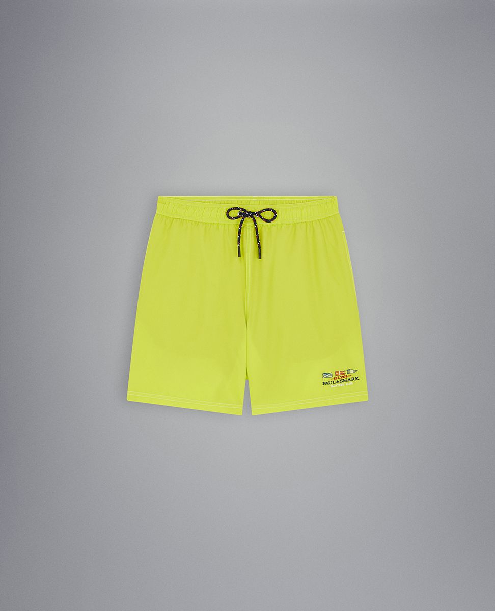 Paul & Shark Swim Shorts with Nautical Embroidery | Lime