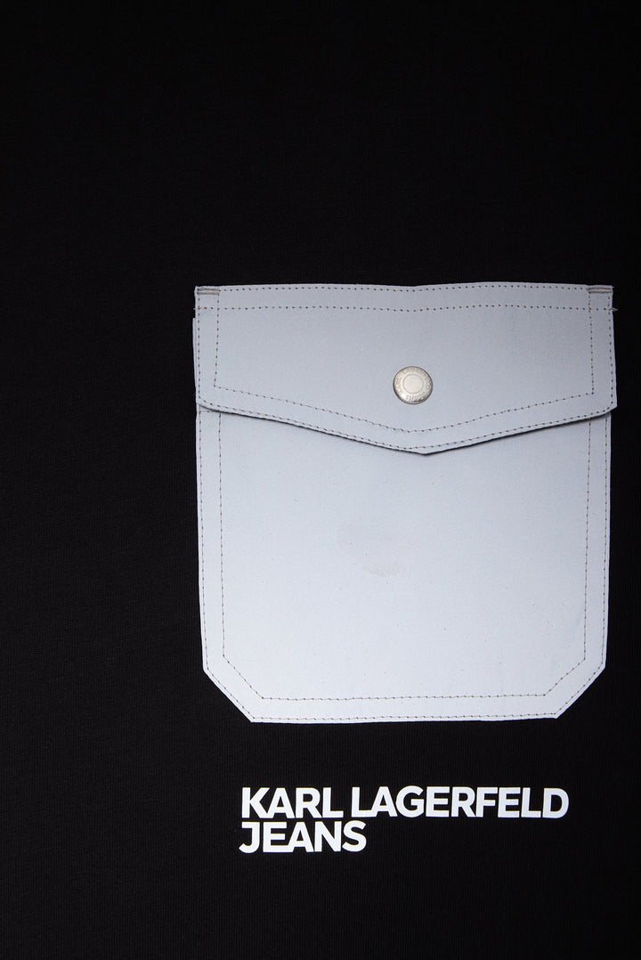 Karl Lagerfeld Regular Mixed Material T-shirt | Black