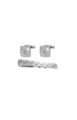 Ted Baker Rosemel Rose Cufflinks and Tie Bar Set | Silver