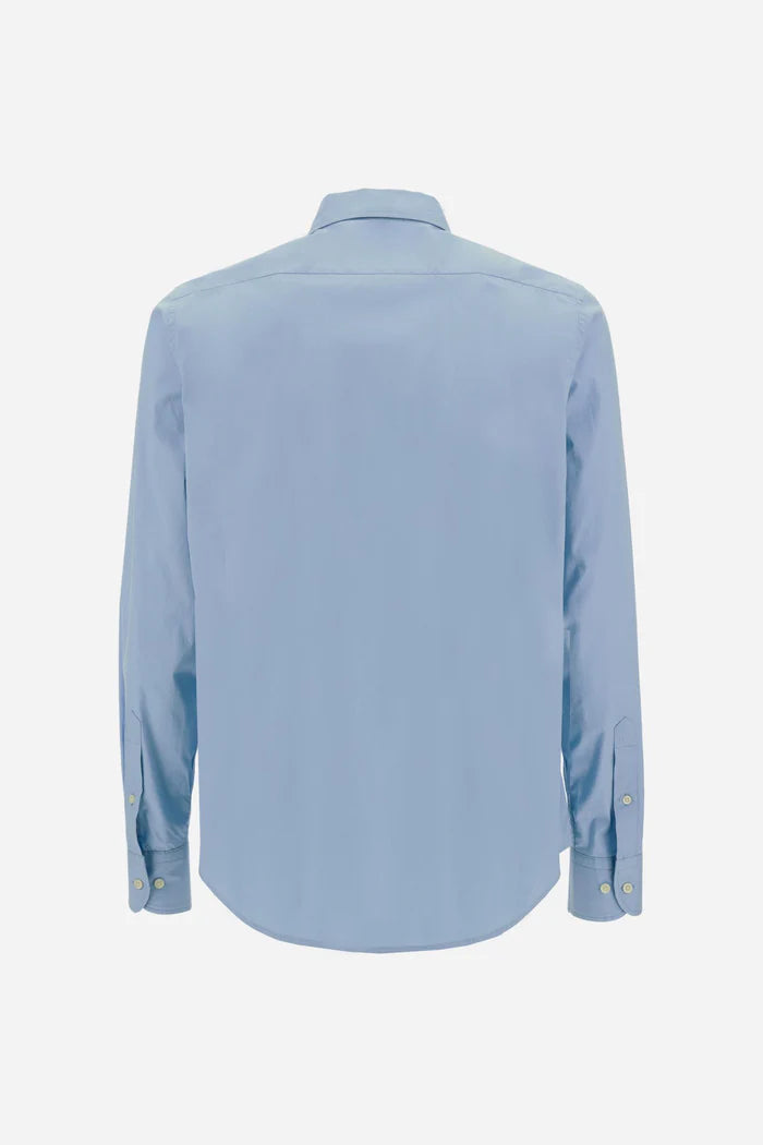 La Martina Slim Fit Cotton Shirt with Semi-Cutaway Collar | Blue