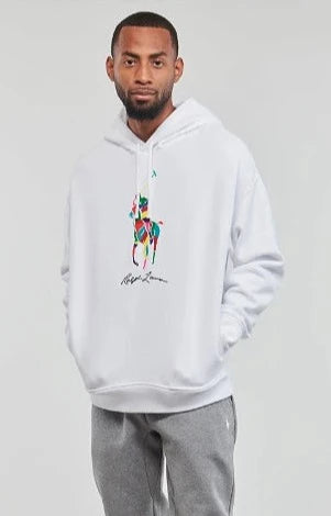 Ralph Lauren Hoodie Double Knit with Multicolor Pony | White