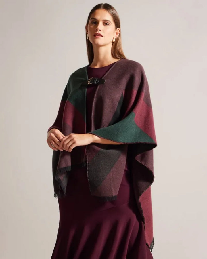 Ted Baker Suffia Buckle Poncho | Dark Red