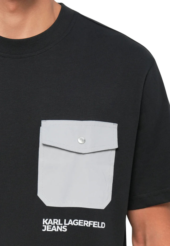 Karl Lagerfeld Regular Mixed Material T-shirt | Black