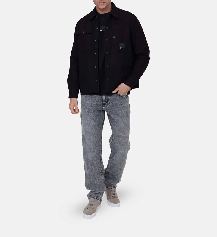 Karl Lagerfeld Cotton Canvas Overshirt Jacket | Black