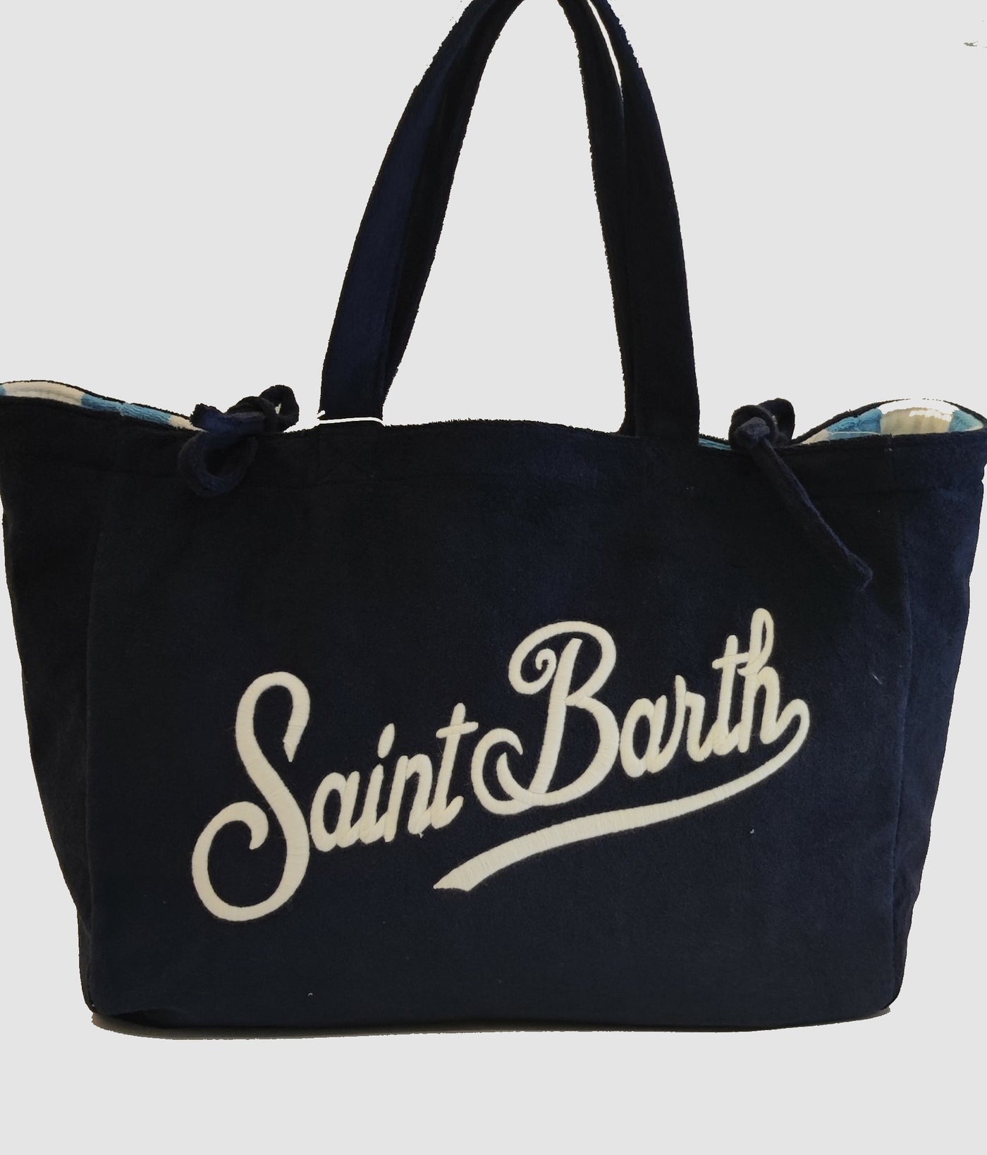 MC2 Saint Barth Double Tote Terry Beach Bag | Light Blue/White