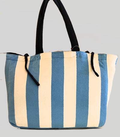 MC2 Saint Barth Double Tote Terry Beach Bag | Light Blue/White