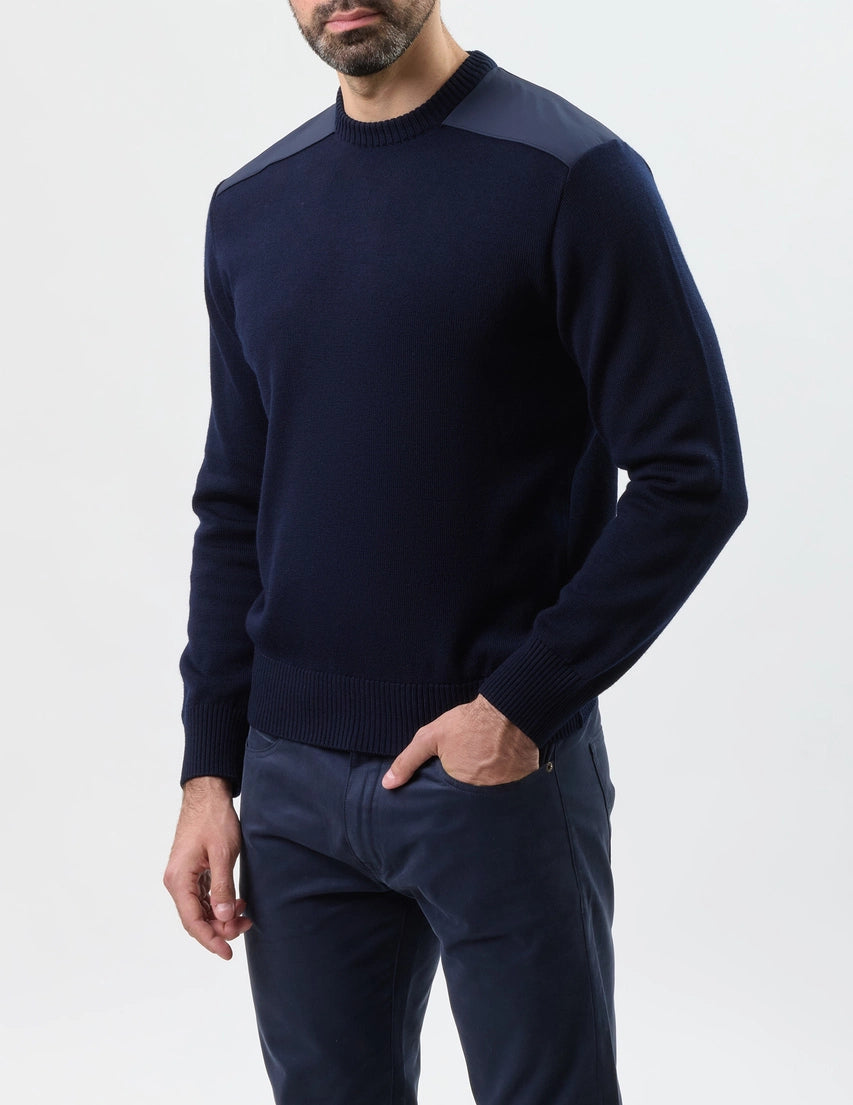 Paul & Shark Typhoon Re4x4 Soft Cool Touch Wool Crewneck | Navy