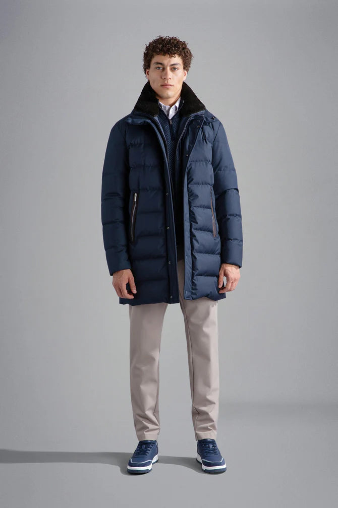 Paul & Shark Re-Goose Down Save the Sea Parka with Shark Fin | Navy