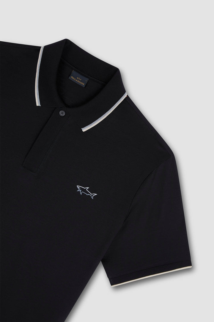 Paul & Shark Double Mercerised Jersey Cotton Polo | Black