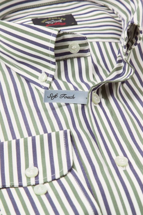 Paul & Shark Soft Touch Cotton Poplin Shirt | Green/Blue/White