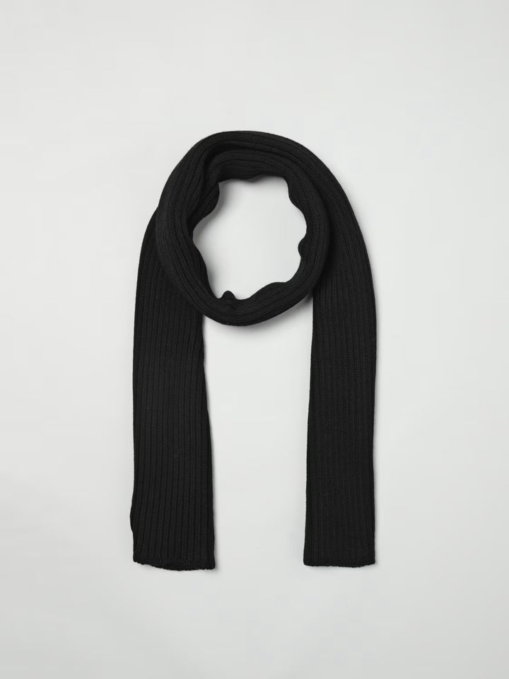 Paul & Shark Moon Badge Soft Cool Touch Wool Scarf | Black