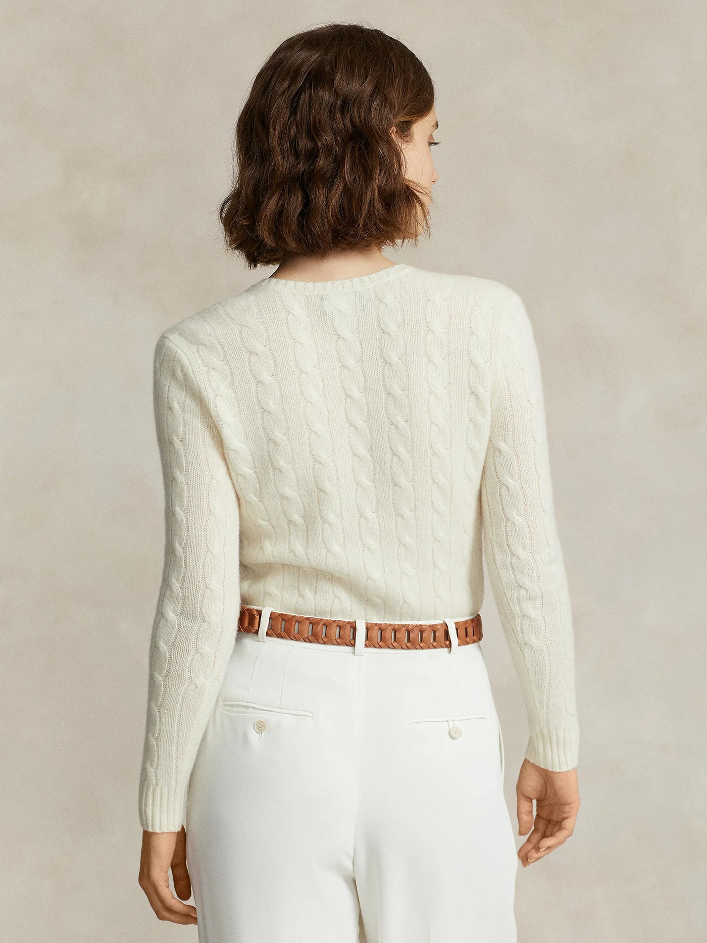 Ralph Lauren Cable-Knit Wool-Cashmere V-Neck Jumper | Authentic Cream