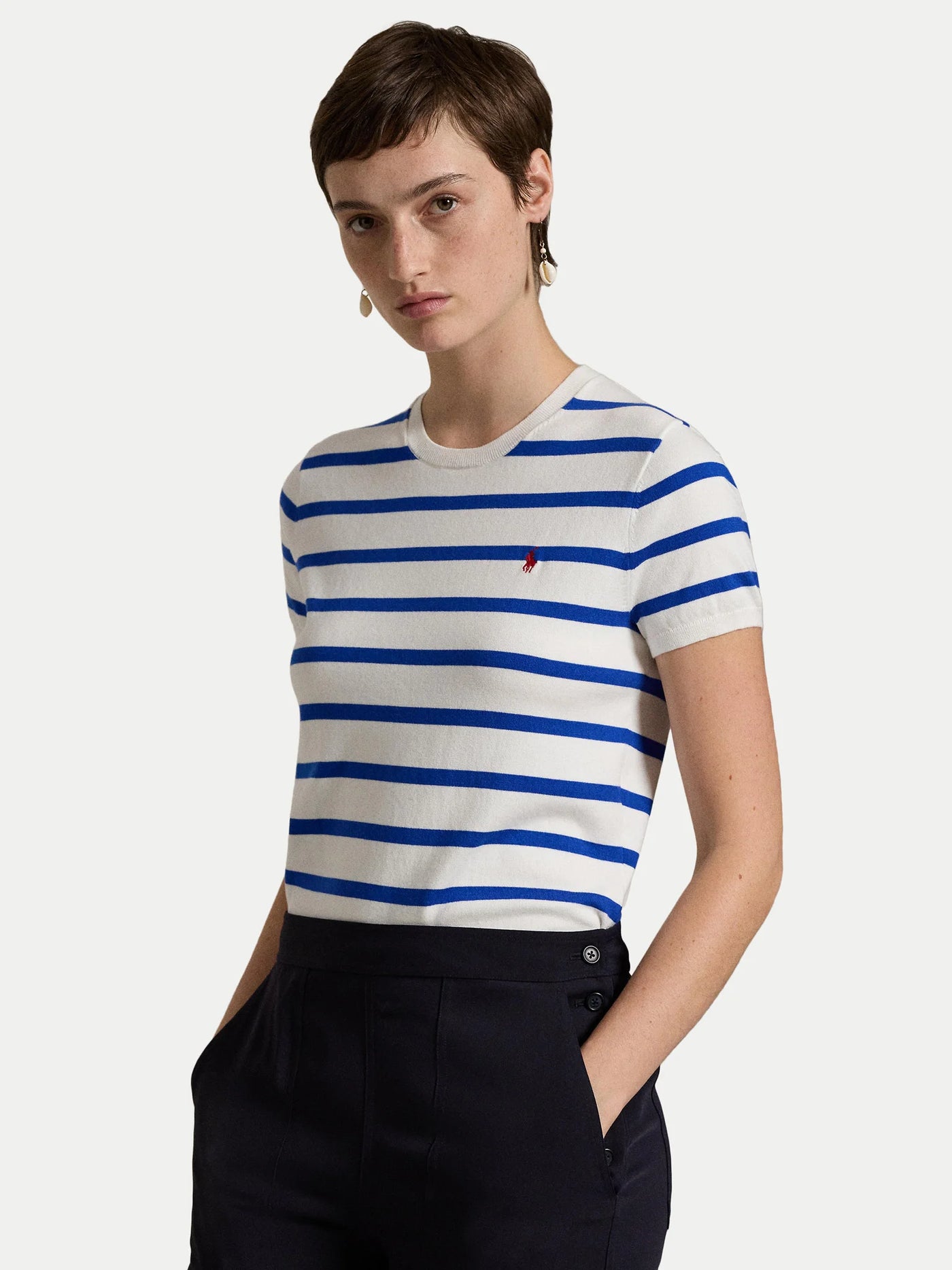 Ralph Lauren Stripe Short Sleeve Pullover | Blue/White